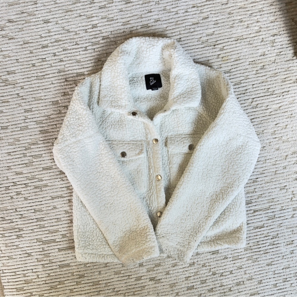 Art Class White Sherpa Kid's Jacket Medium